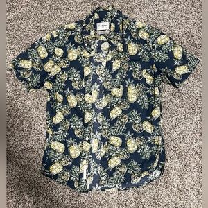 Blue pineapple button down shirt